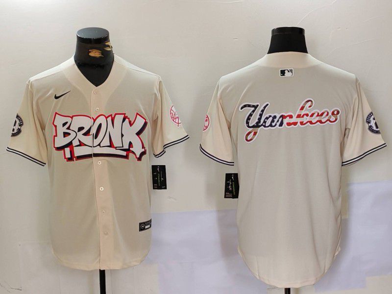 Men New York Yankees Blank Cream joint name 2024 Nike MLB Jersey style 4